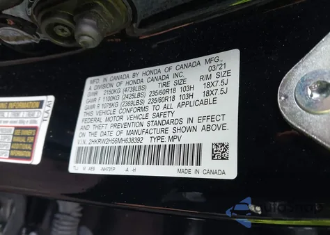 2021 Honda Cr-V Awd Ex z USA, uszkodzony, nr VIN 2HKRW2H56MH638392